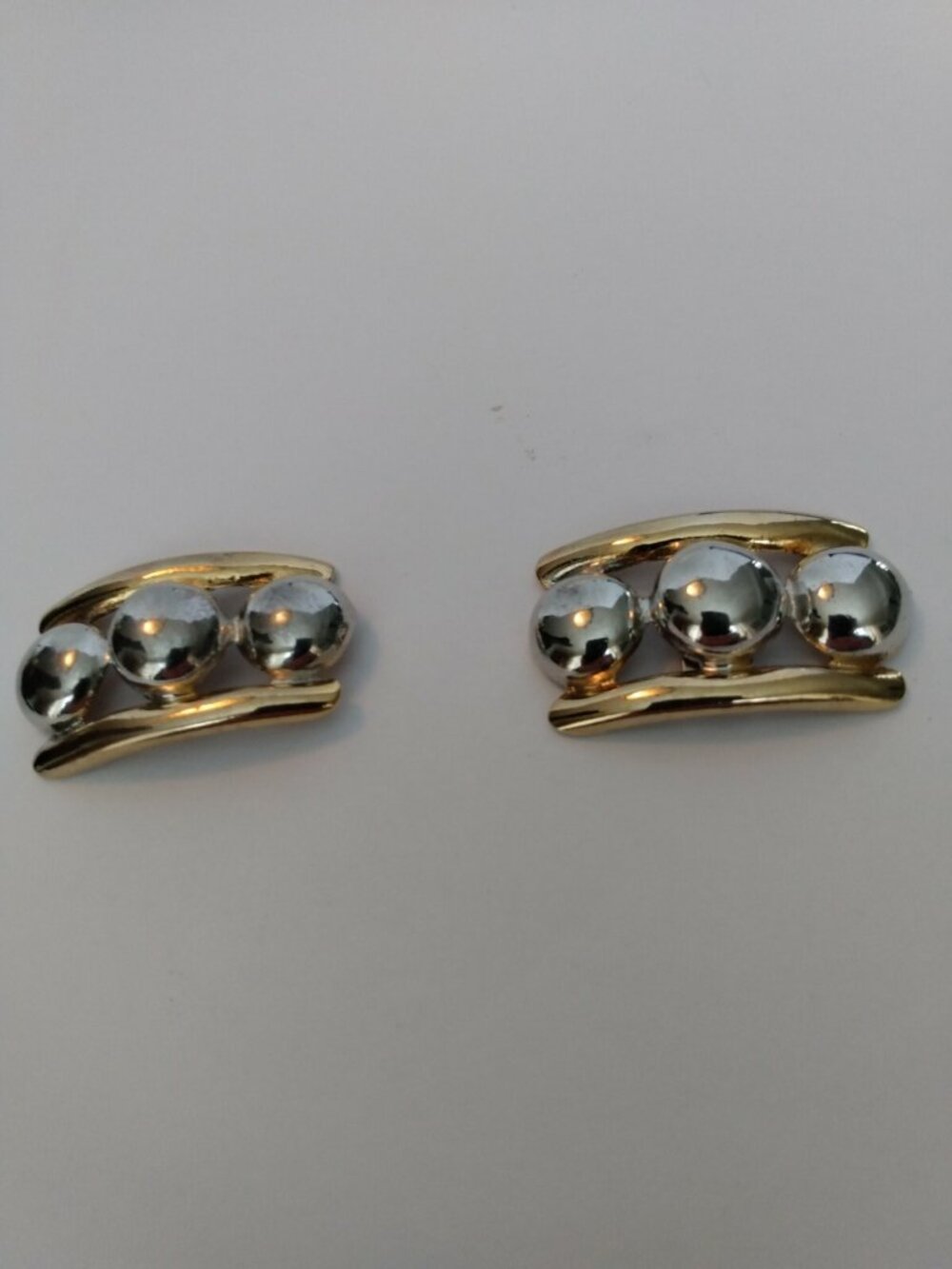 TWO TONE (Gold/Silver) Scarf Dress Clips - Art Deco Style 1 1/2" x 1" (2pc lot)